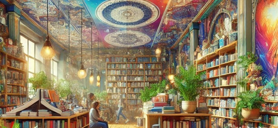 A vibrant bookstore scene